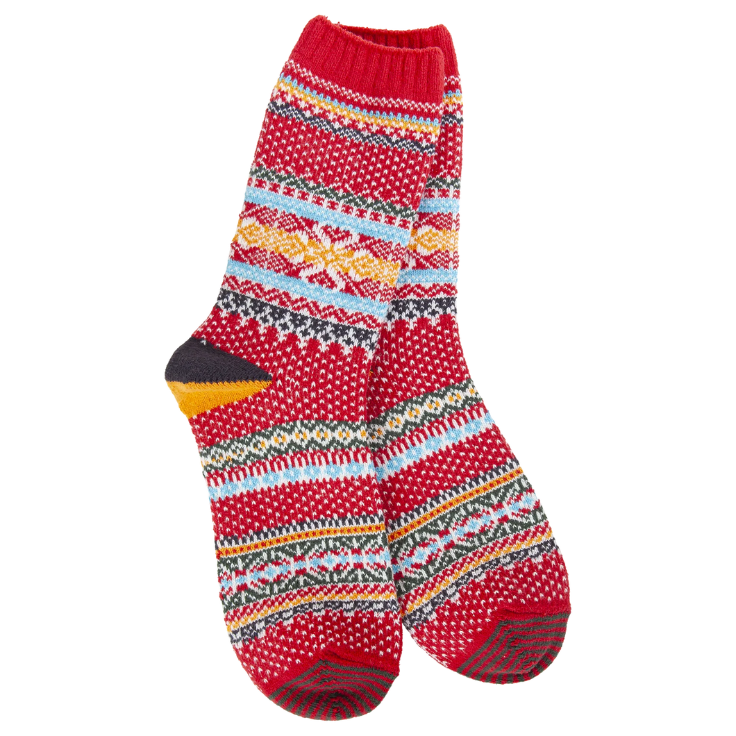 World's Softest Holiday Seasonal Crew - Red Multi