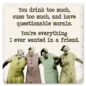 Four Ladies Cuss Too Much Ceramic Coaster