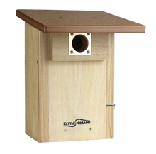 Load image into Gallery viewer, Super Bluebird Nest Box with Recycled Chocolate-Colored Roof
