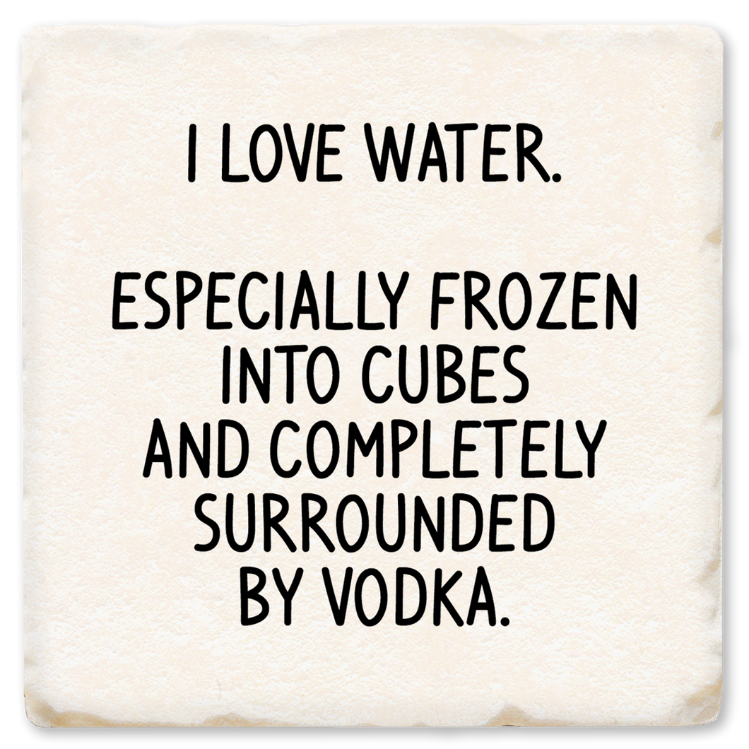 I Love Water Ceramic Coaster