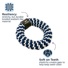 Load image into Gallery viewer, Tall Tails Braided Ring Toy, Navy - 6"
