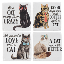 Load image into Gallery viewer, Cat Coasters - Set of 4 in a Gift Box
