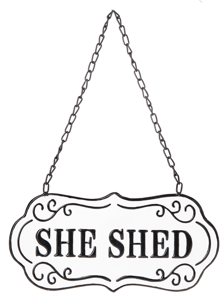 Black & White Enamel Embossed She Shed Wall Decor