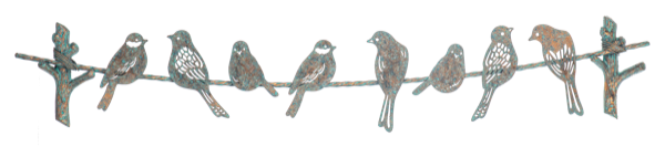 Painted Laser Cut Birds on a Wire
