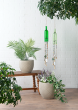 Load image into Gallery viewer, Green Bottle with Colorful Beads &amp; Stained Glass Wind Chime
