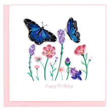 Load image into Gallery viewer, Quilled Birthday Flowers &amp; Blue Butterflies Greeting Card
