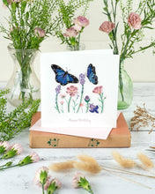 Load image into Gallery viewer, Quilled Birthday Flowers &amp; Blue Butterflies Greeting Card
