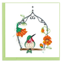 Load image into Gallery viewer, Quilled Hummingbird Swing Greeting Card
