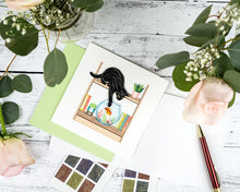 Load image into Gallery viewer, Quilled Mischievous Cat Greeting Card
