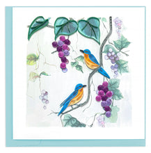 Load image into Gallery viewer, Quilled Purple Grapes &amp; Bluebirds Greeting Card
