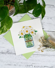 Load image into Gallery viewer, Quilled White Daisies in Jar Greeting Card
