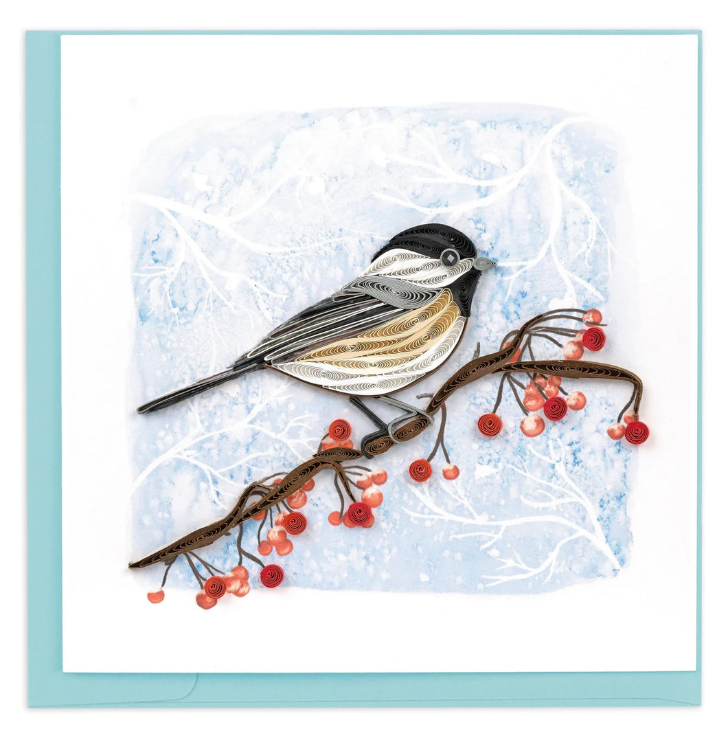 Quilled Winter Chickadee Greeting Card