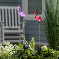 Load image into Gallery viewer, Palm Beach Plastic Flamingo Solar Garden Stake 33&quot; H
