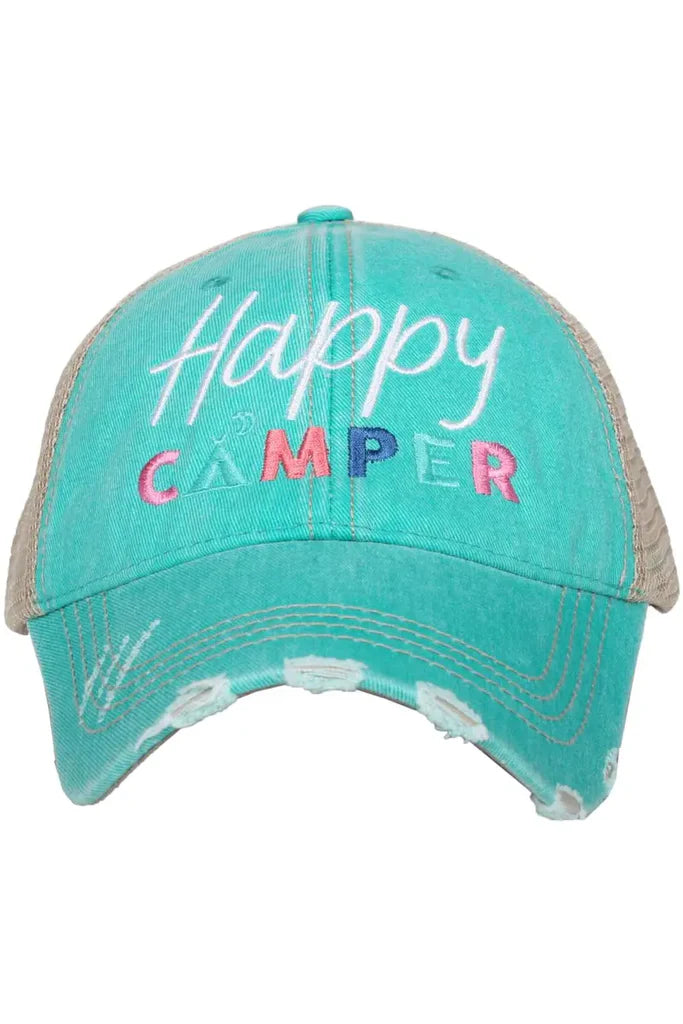 Happy Camper with Moon Trucker Hat - Teal