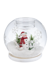 Load image into Gallery viewer, Montages Snowman Glass Tealight Holder
