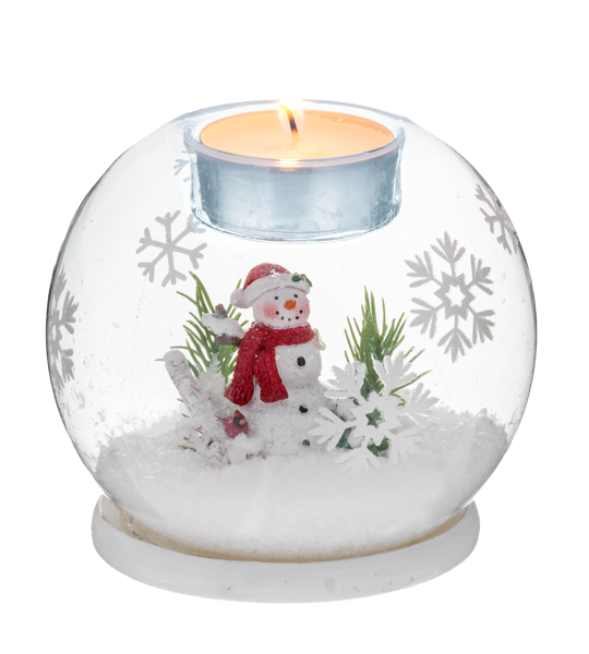 Montages Snowman Glass Tealight Holder