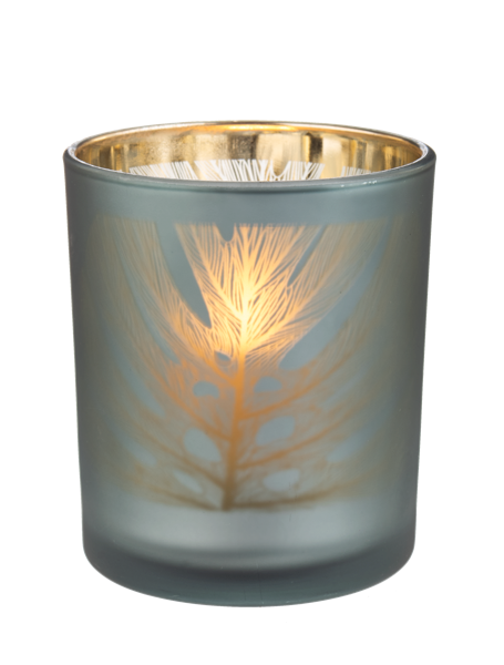 Palm Leaf Mercury Glass Tealight Holder - Medium