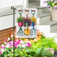 Garden Tool Trio Moire Garden Flag