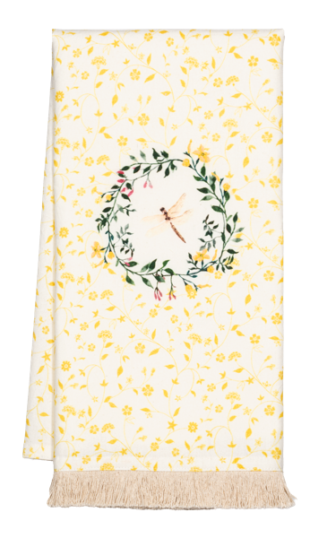 Winged Floral Tea Towel - Dragonfly