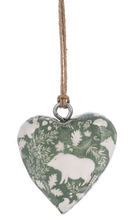 Load image into Gallery viewer, Mini Heart Ornament Green and White
