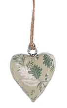Load image into Gallery viewer, Mini Heart Ornament Green and White
