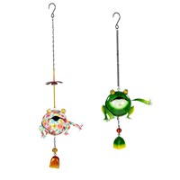 Load image into Gallery viewer, Pollinator Garden Outdoor Hanging Décor, Metal Frogs, 24&quot;
