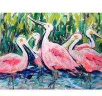 Maren Devine Painting of Roseate Spoonbills