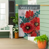 Load image into Gallery viewer, Royal Red Poppy Suede House Flag
