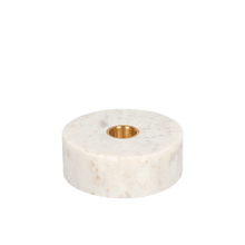 Load image into Gallery viewer, Marble Base Candleholder, White, 3.9&quot; x 1.4&quot;
