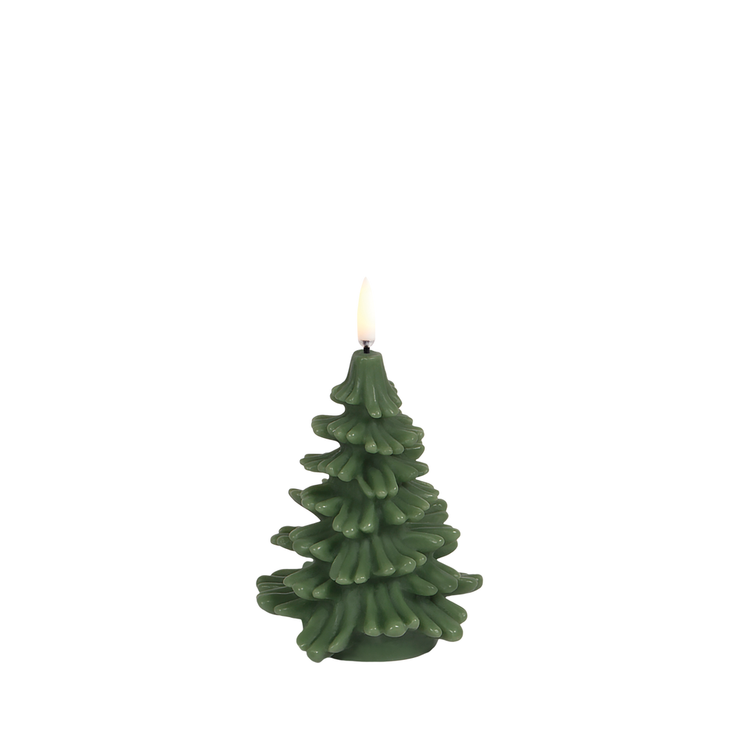 LED Candle Christmas Tree, Olive Green, Smooth, 2.5