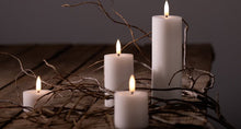 Load image into Gallery viewer, LED Pillar Melted Candle, Nordic White, Smooth, 2 x 3&quot;
