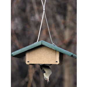 Suet Feeder Upside Down for Single Cake in Taupe & Green Recycled Plastic